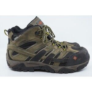 MERRELL Moab 2 Vent Mid Mens Size 15 Hiking Boots Work Brown Safety Toe Boot